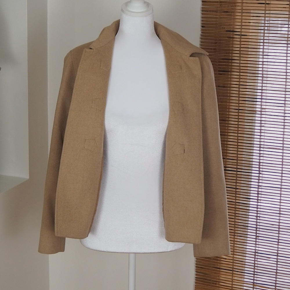 Vintage Talbots Camel Hair Jacket Women's Size 6 Petite Toggle Pea Coat Italy - Picture 5 of 15